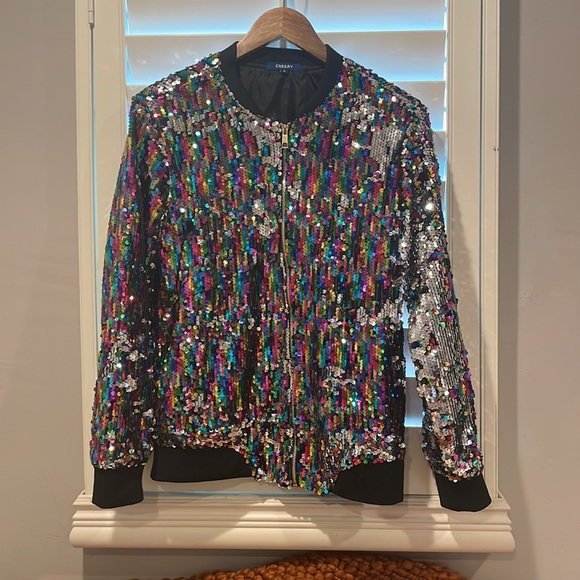 Disco party glam sequin bomber jacket, Small - Picture 6 of 6